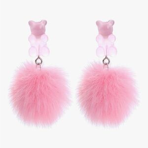 Pink Gummy Bear Pom Pom Earrings